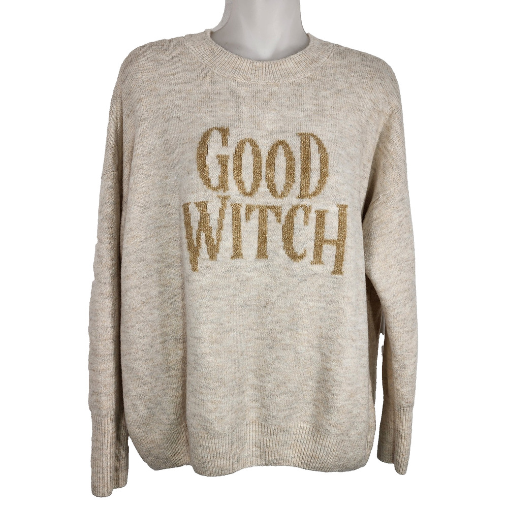 Vince Camuto Women Sweater XS Good Witch Halloween Pullover Metallic Knit Wicked